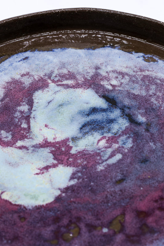 23 cm Nebula Smoked Grey Large Stoneware Handmade Ceramic Dinner Plate