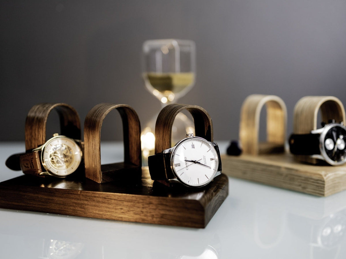 Premium Black Walnut watch stand showing luxury hardwood craftsmanship