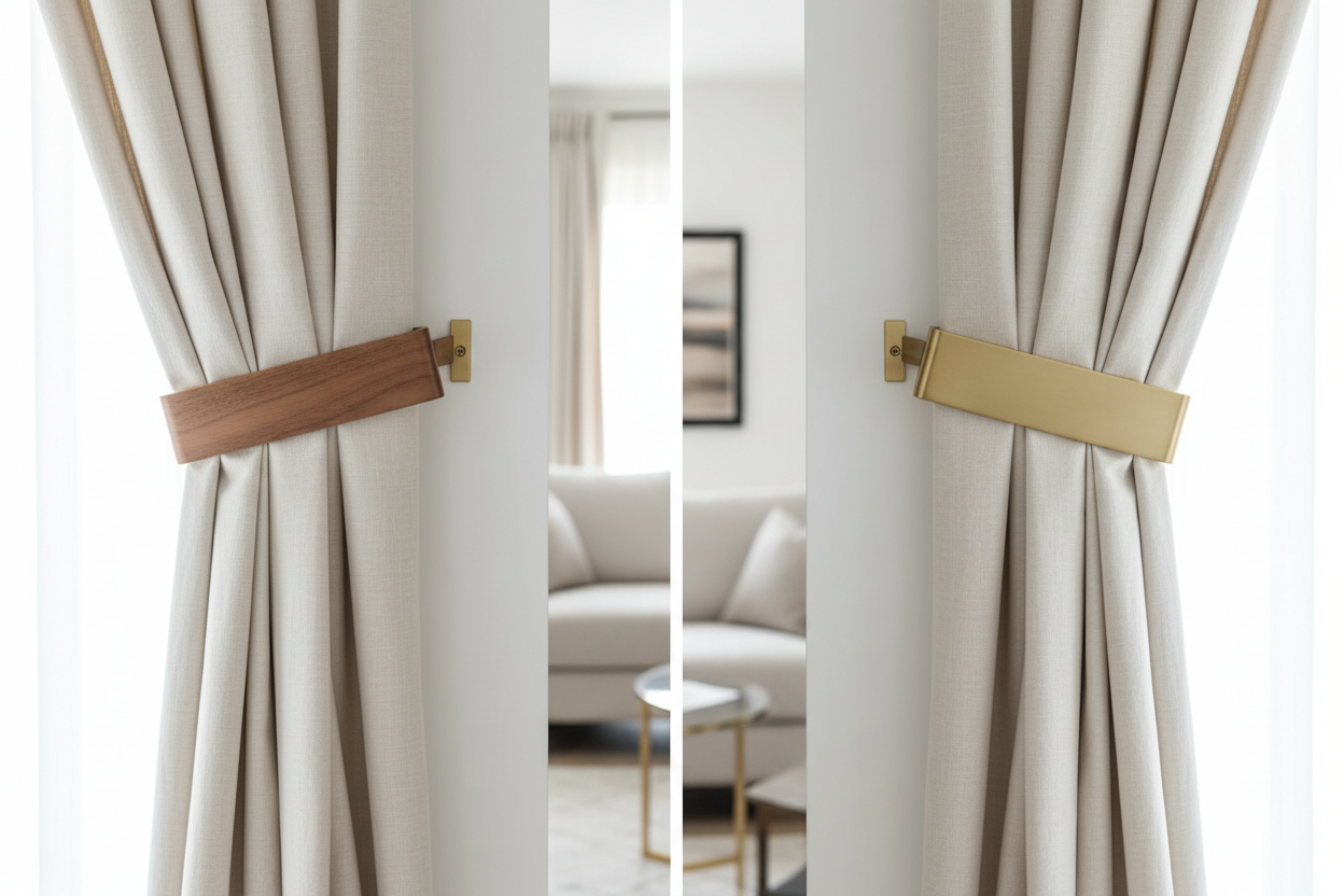 Wood vs. Metal Curtain Holdbacks