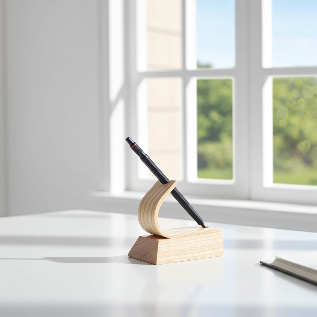 Handcrafted Ash Pen Holder | Premium Wooden Pen Display Stand