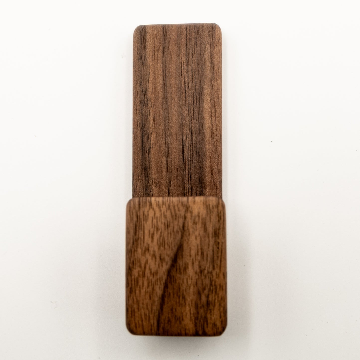 front view of walnut adhesive wall hook 