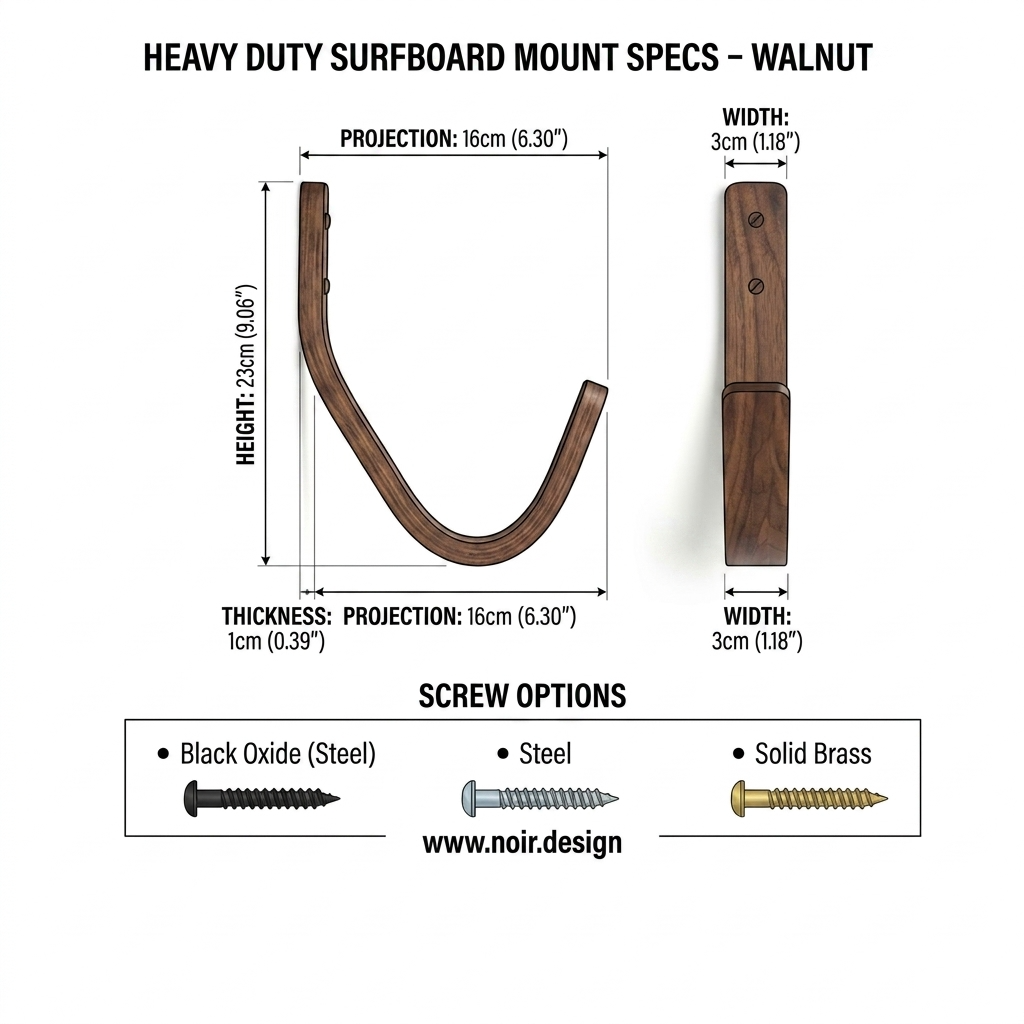 walnut surfboard specification dimensions