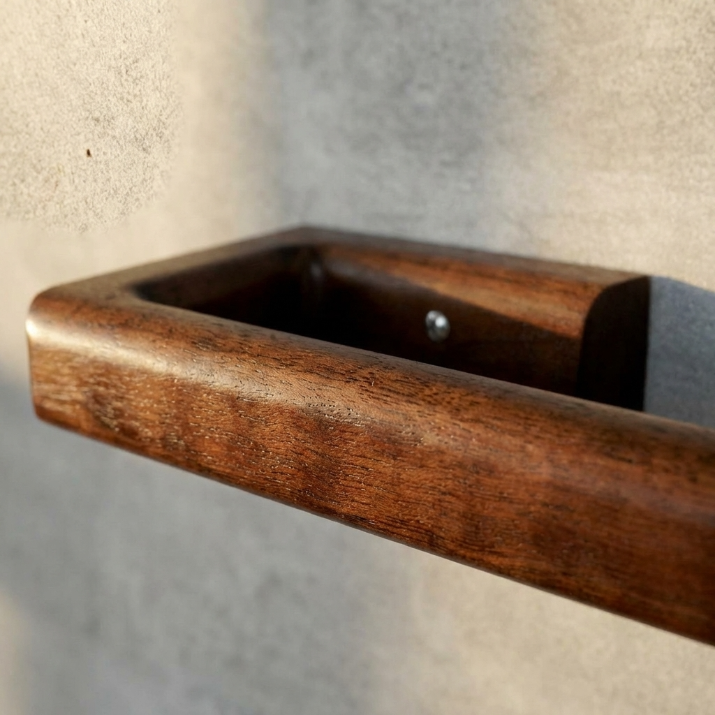 closeup of towel rail against wall