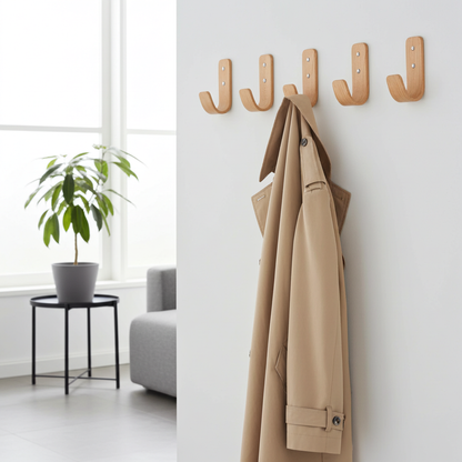 Curved Hardwood Wall Coat Hooks  - Oak