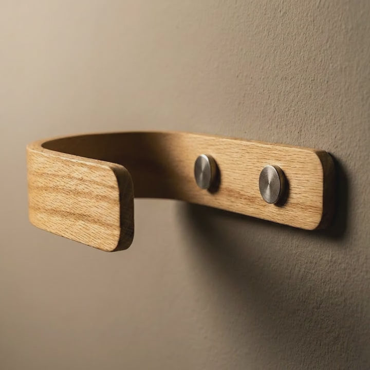 minimalist solid oak curtain tie backs
