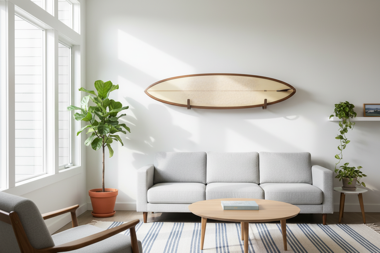 solid walnut surfboard wall mount premium wooden surfboard holder