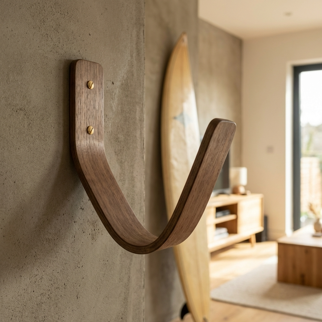 wooden surfboard rack solid walnut wall mount surfboard holder