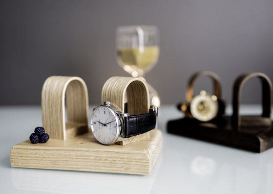 Luxury Oak Double Watch Stand Holder - Watch Display - NOIR.DESIGN